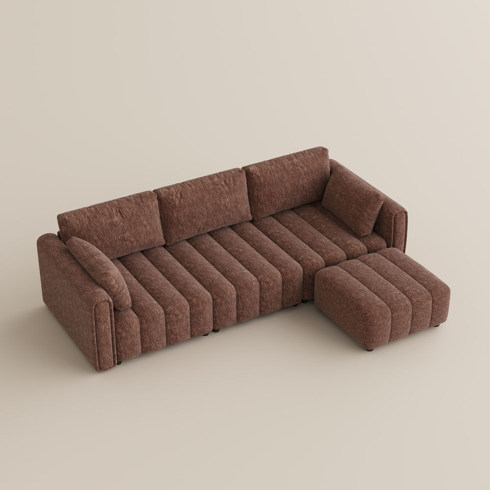 Brown Chenille Modular Sofas