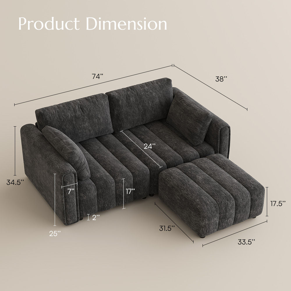 Black Chenille Modular Sofas