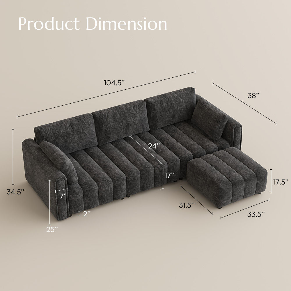 Black Chenille Modular Sofas