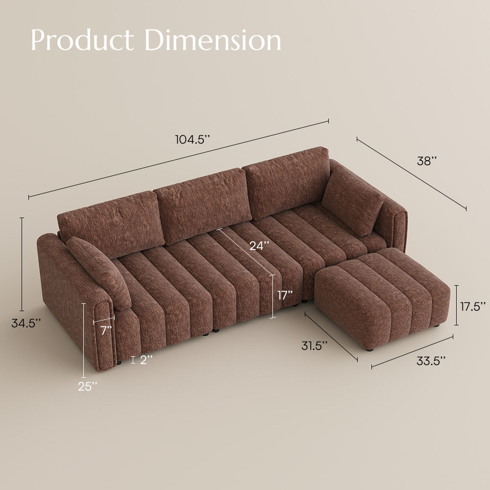 Brown Chenille Modular Sofas