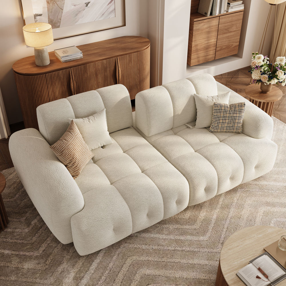 Comfortable Beige Chenille Modular Sofas
