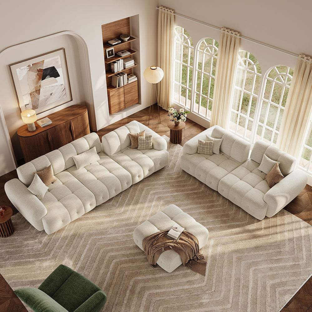 Modern Beige Chenille Modular Sofas