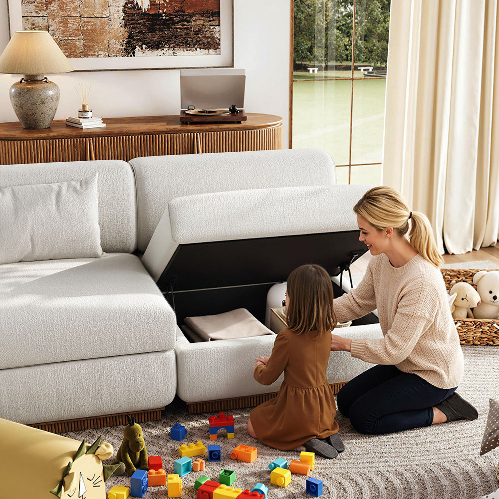 Modular Sofas Beige Chenille Modular Sofas