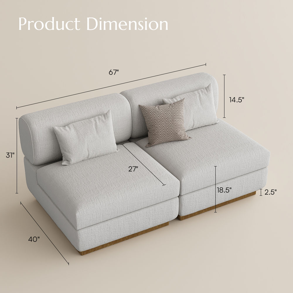 Living Room Beige Chenille Modular Sofas