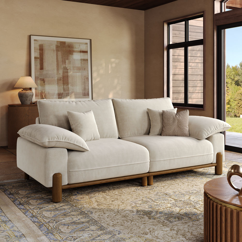 Relaxed Beige Fabric Modular Sofas