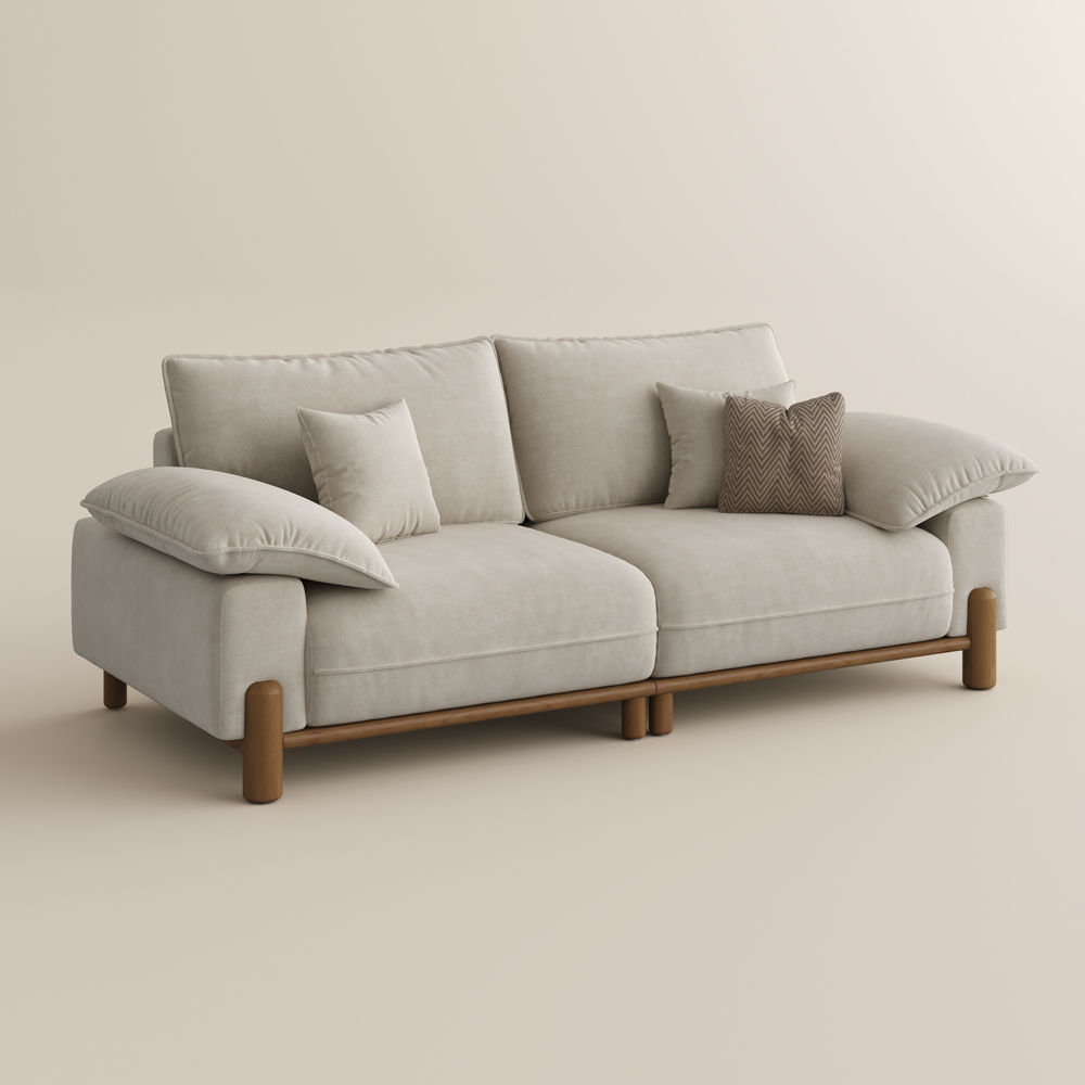 Seats 2 Beige Fabric Modular Sofas