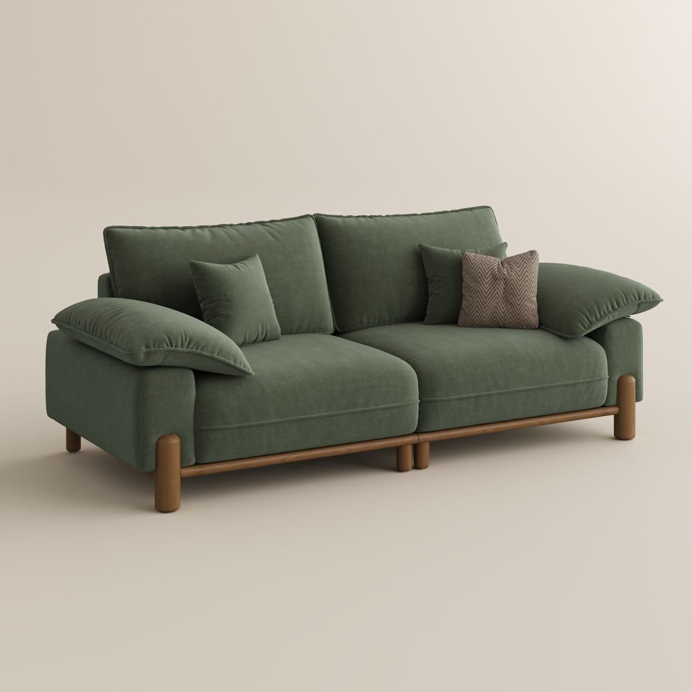 Partial Assembly Required Green Fabric Modular Sofas