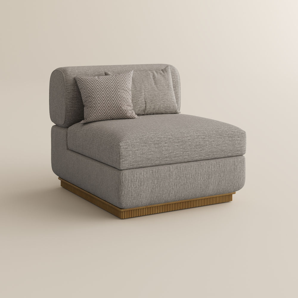 Living Room Khaki Chenille Modular Sofas