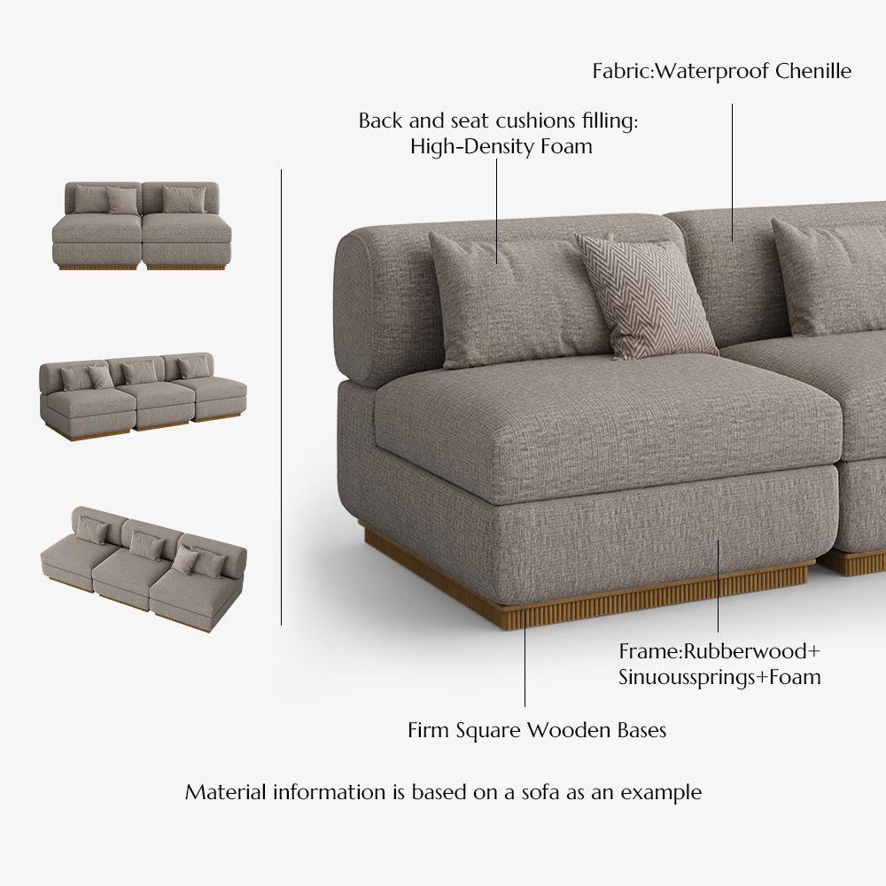 Partial Assembly Required Khaki Chenille Modular Sofas