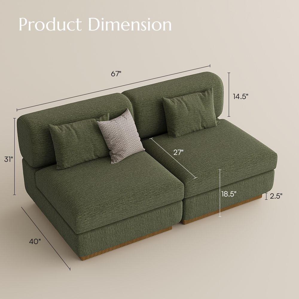 Green Chenille Modular Sofas