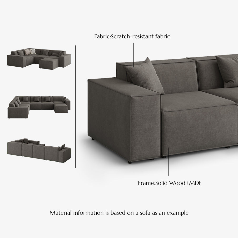 Bedroom Dark Gray Fabric Modular Sofas