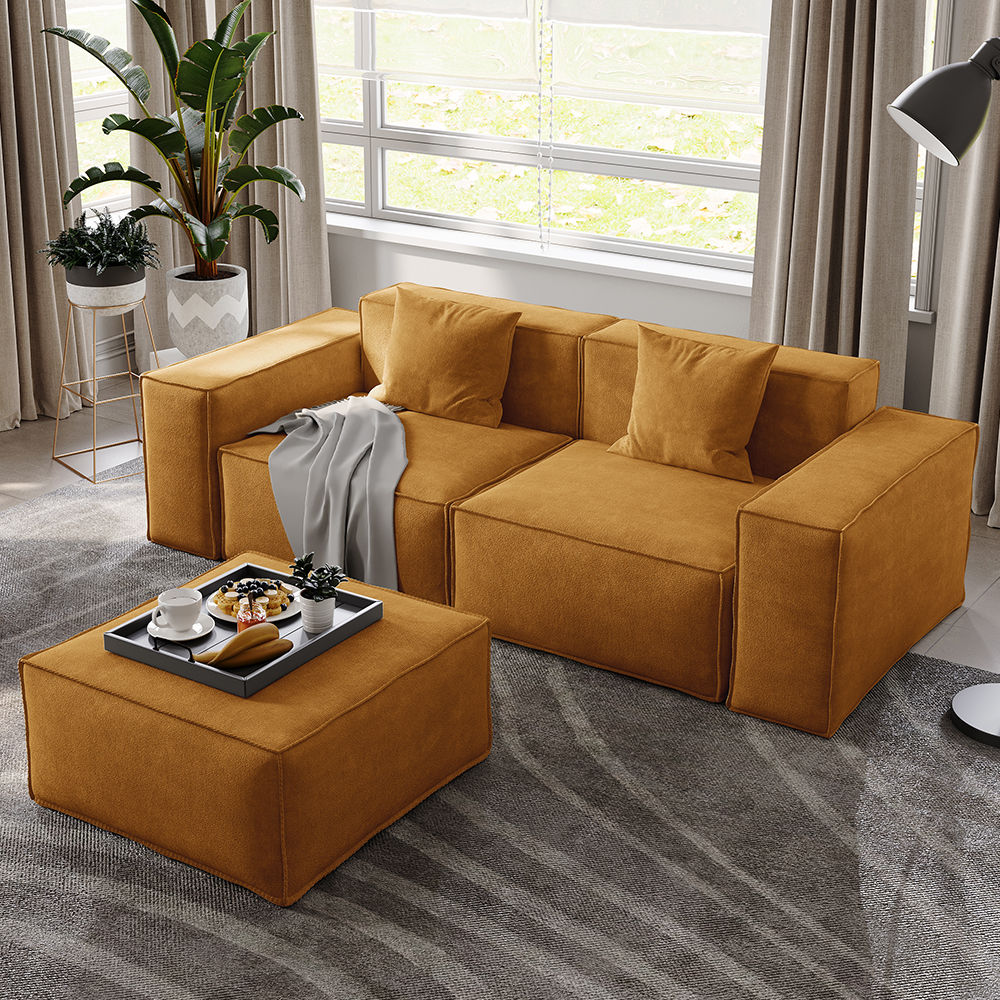 Yellow Fabric Modular Sofas
