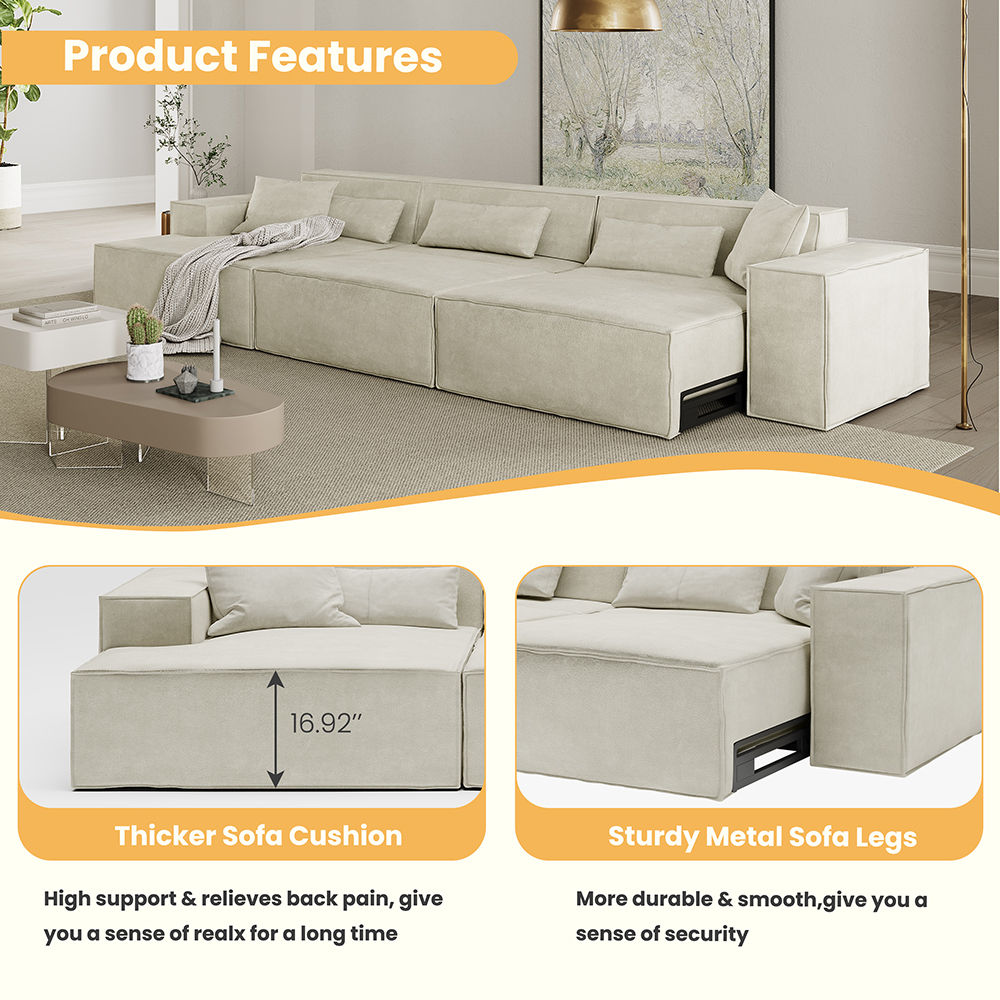 Partly Assemble Beige Fabric Modular Sofas