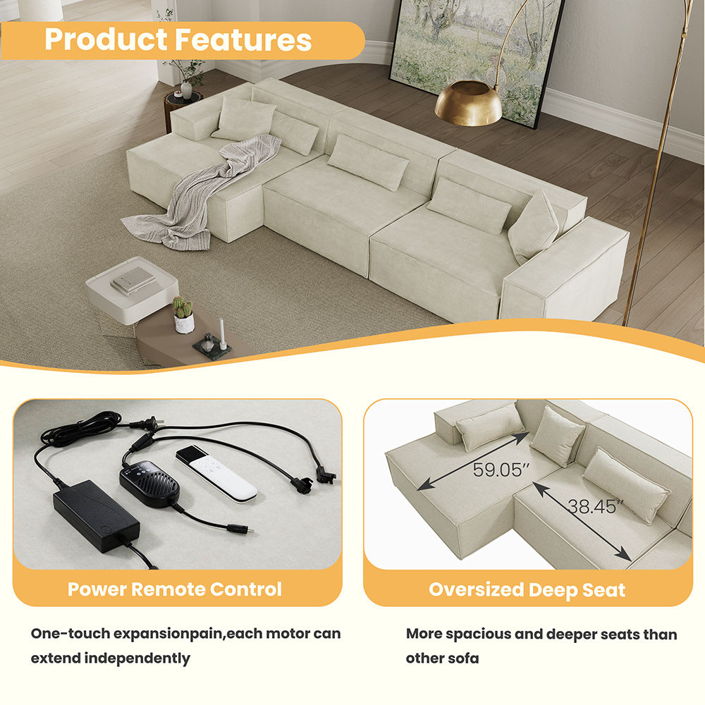 Fabric Beige Fabric Modular Sofas