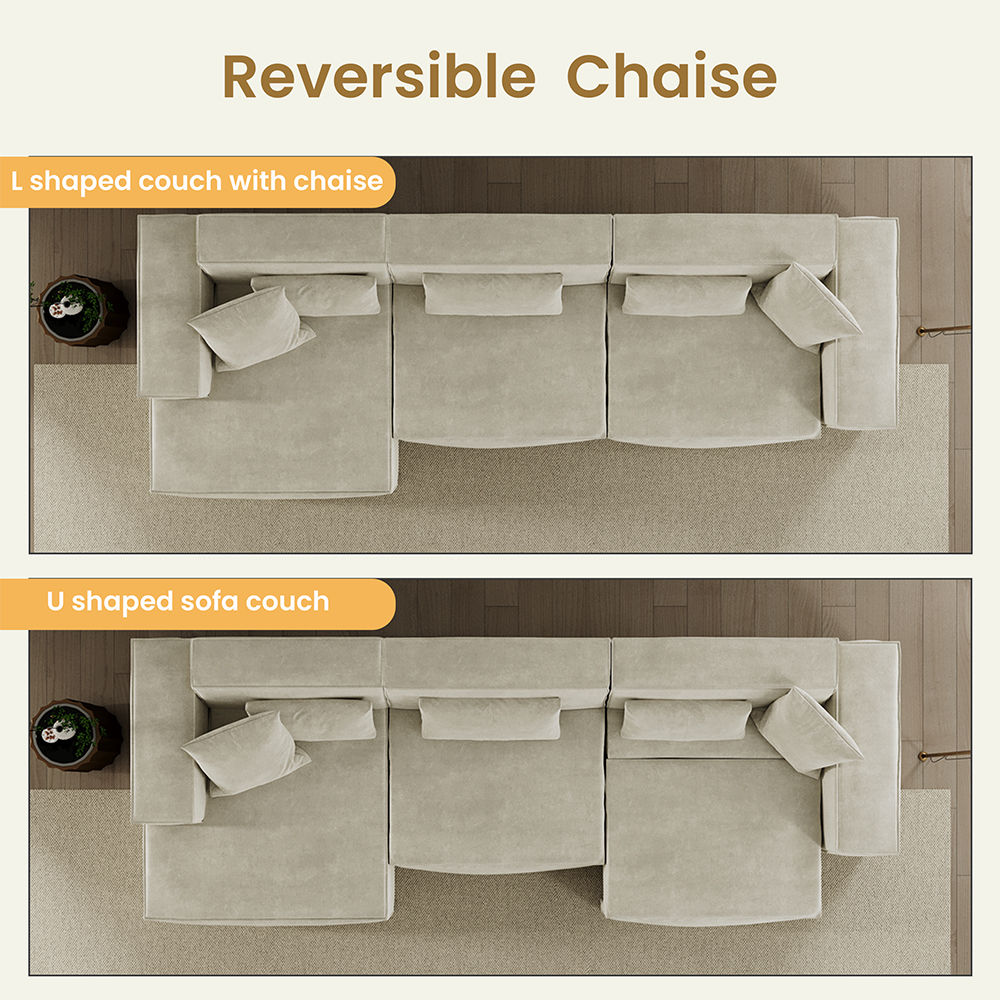 Partly Assemble Beige Fabric Modular Sofas
