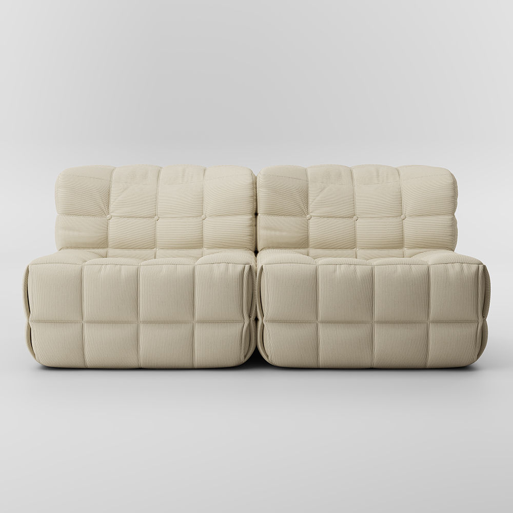 Rectangular Beige Corduroy Modular Sofas