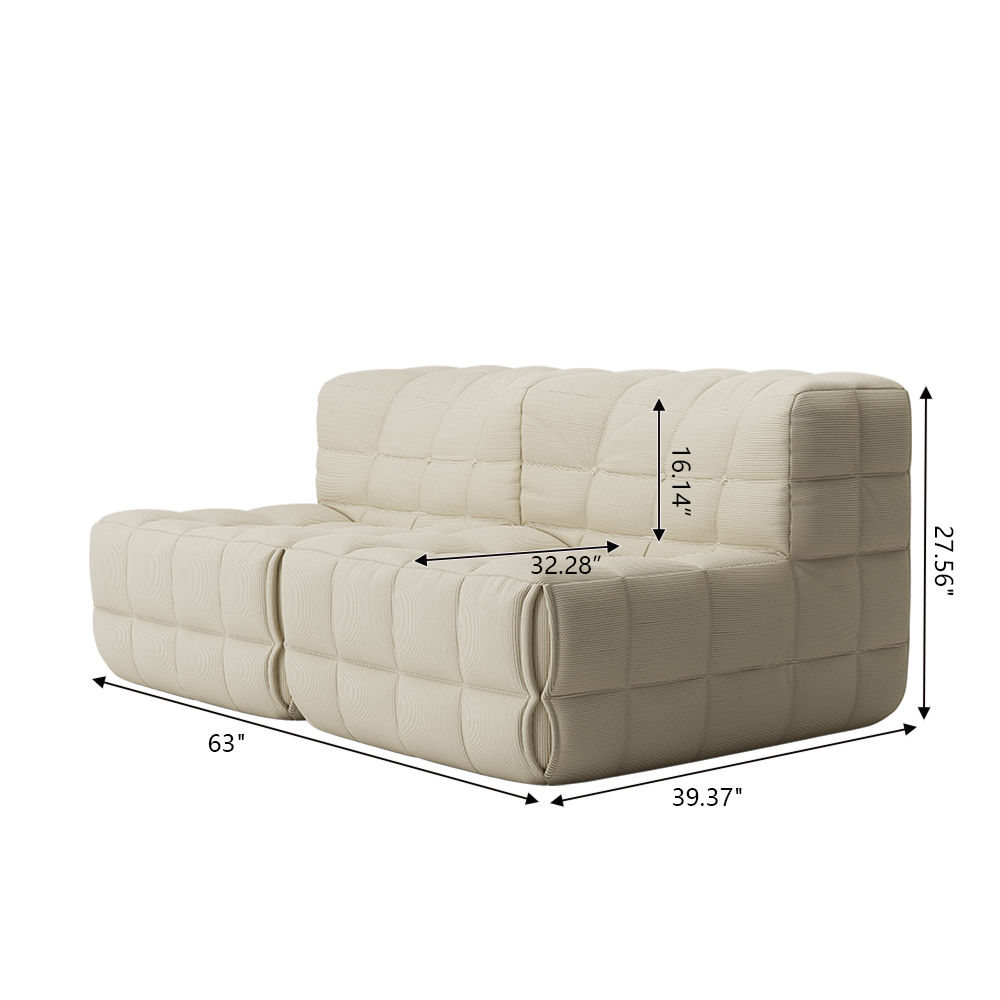 Rectangular Beige Corduroy Modular Sofas