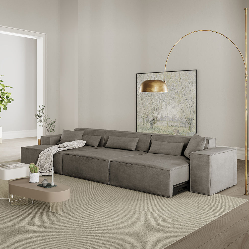 Partly Assemble Dark Gray Fabric Modular Sofas