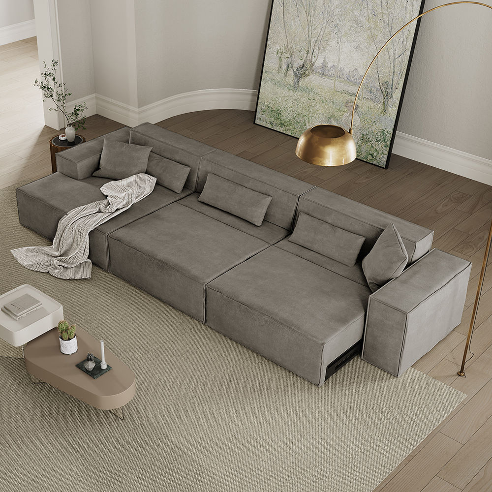 Partly Assemble Dark Gray Fabric Modular Sofas