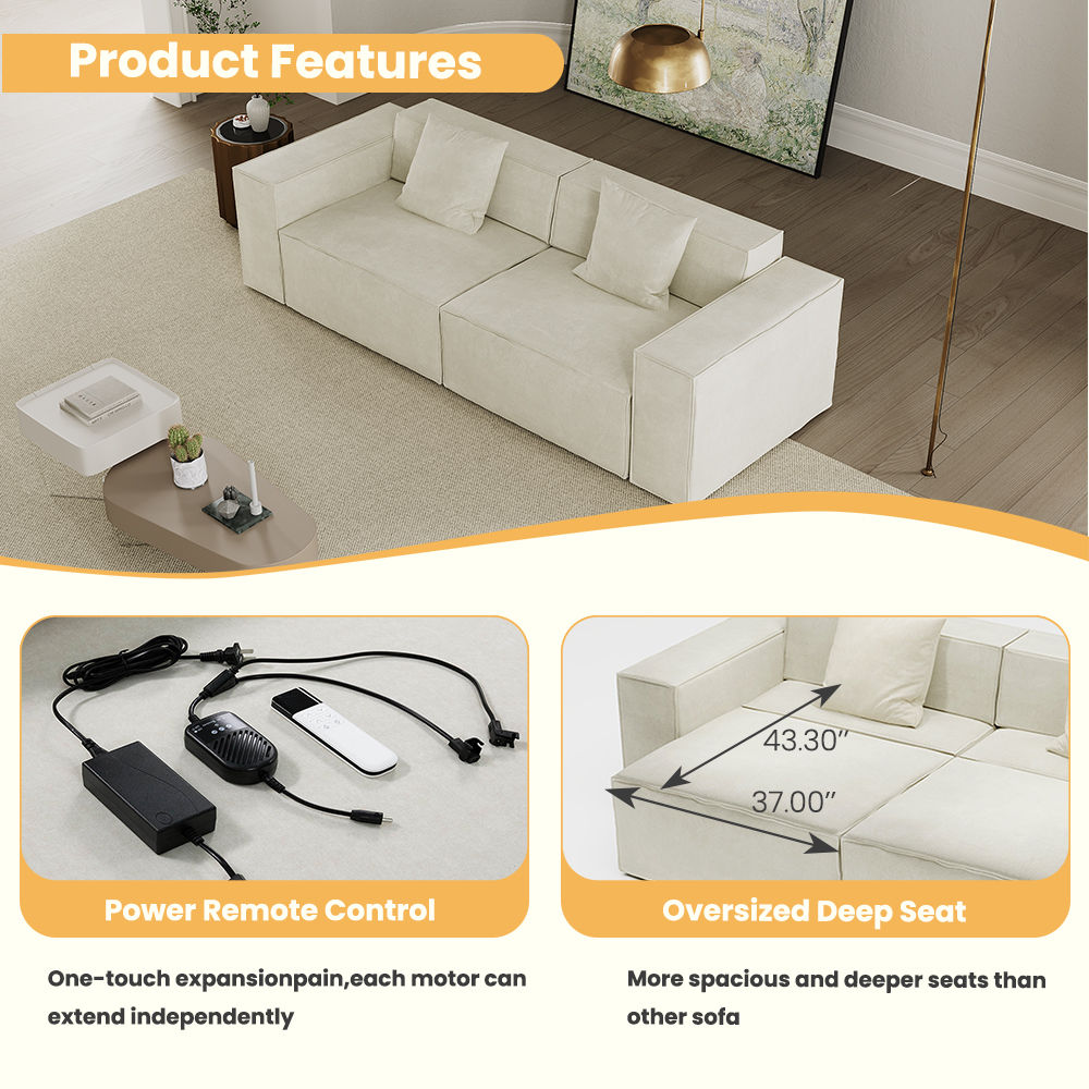 Power Reclining Sofas White Fabric Modular Sofas