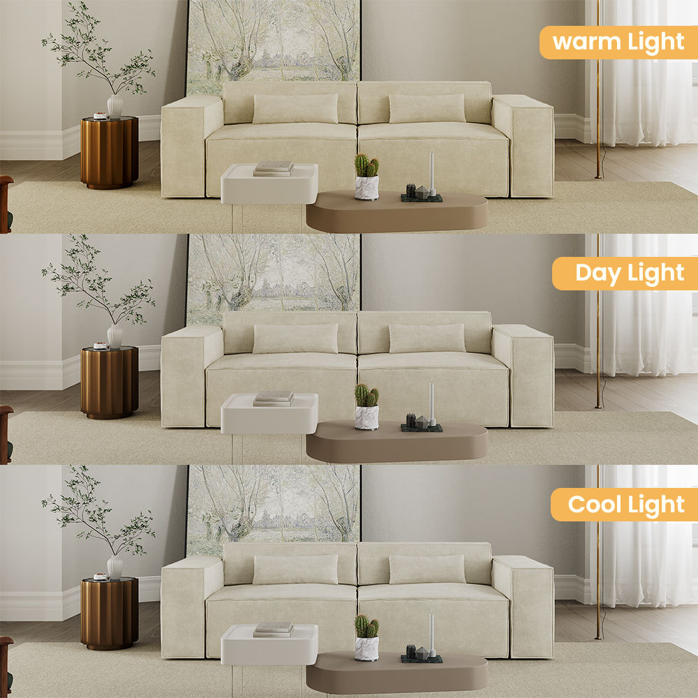 L-Shaped Sofas White Fabric Modular Sofas