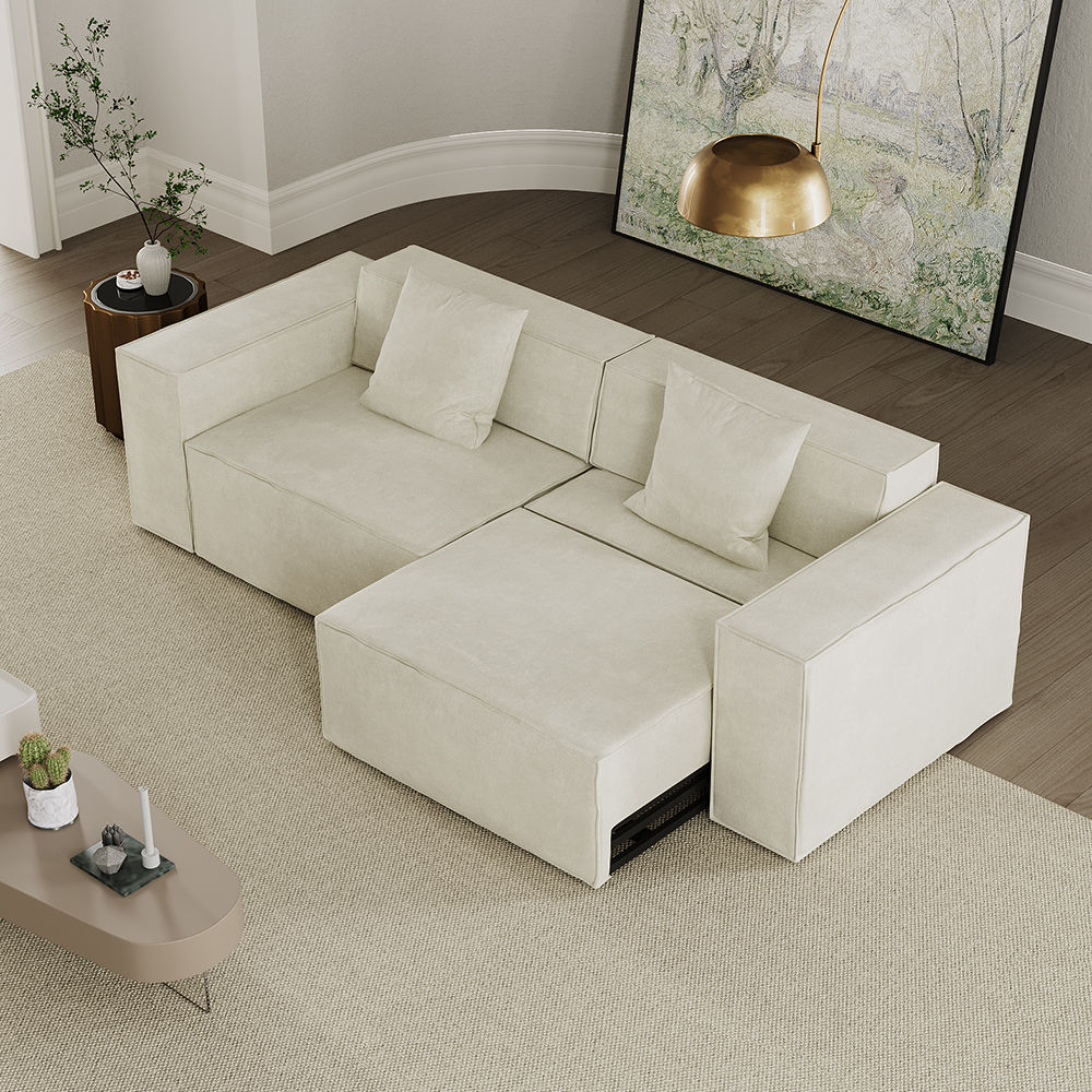 Power Reclining Sofas Rice white Fabric Modular Sofas