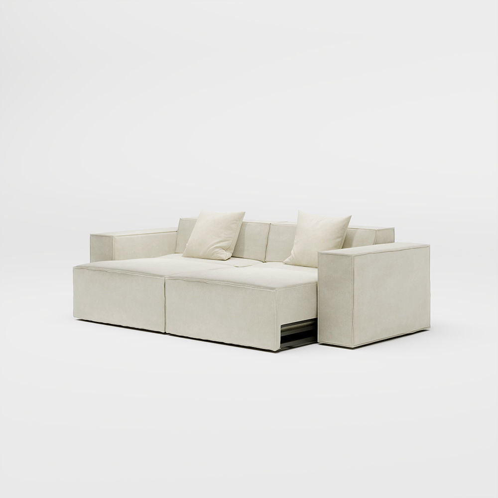 Extendable Rice white Fabric Modular Sofas