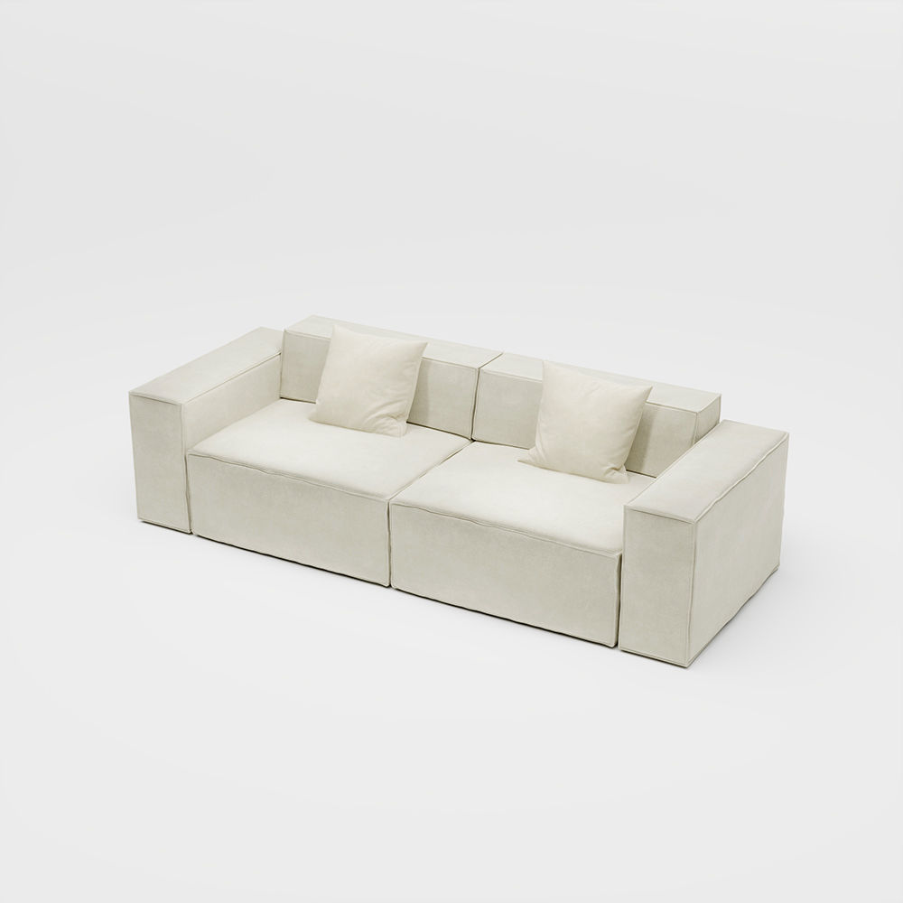 Metal Leg Rice white Fabric Modular Sofas