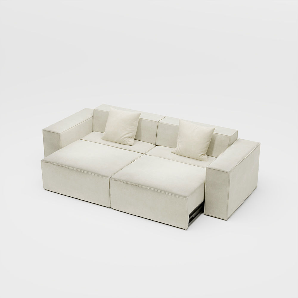 Metal Leg Rice white Fabric Modular Sofas