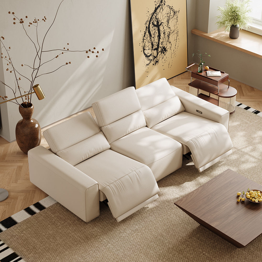 Memory Foam Beige Leather Modular Sofas