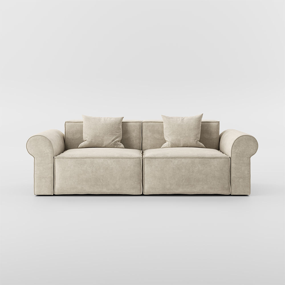Pure Color Beige Fabric Modular Sofas