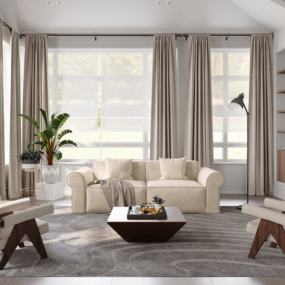 On the Ground Beige Fabric Modular Sofas