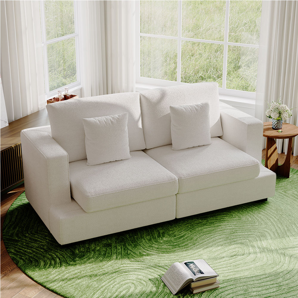 Partly Assemble White Fabric Modular Sofas