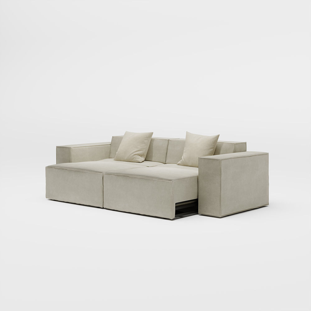 Metal Leg Beige Fabric Modular Sofas