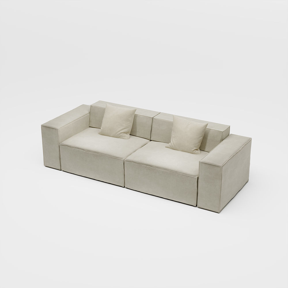 L-Shaped Sofas Beige Fabric Modular Sofas
