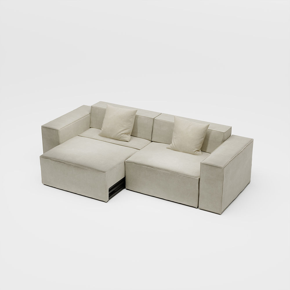 On the Ground Beige Fabric Modular Sofas