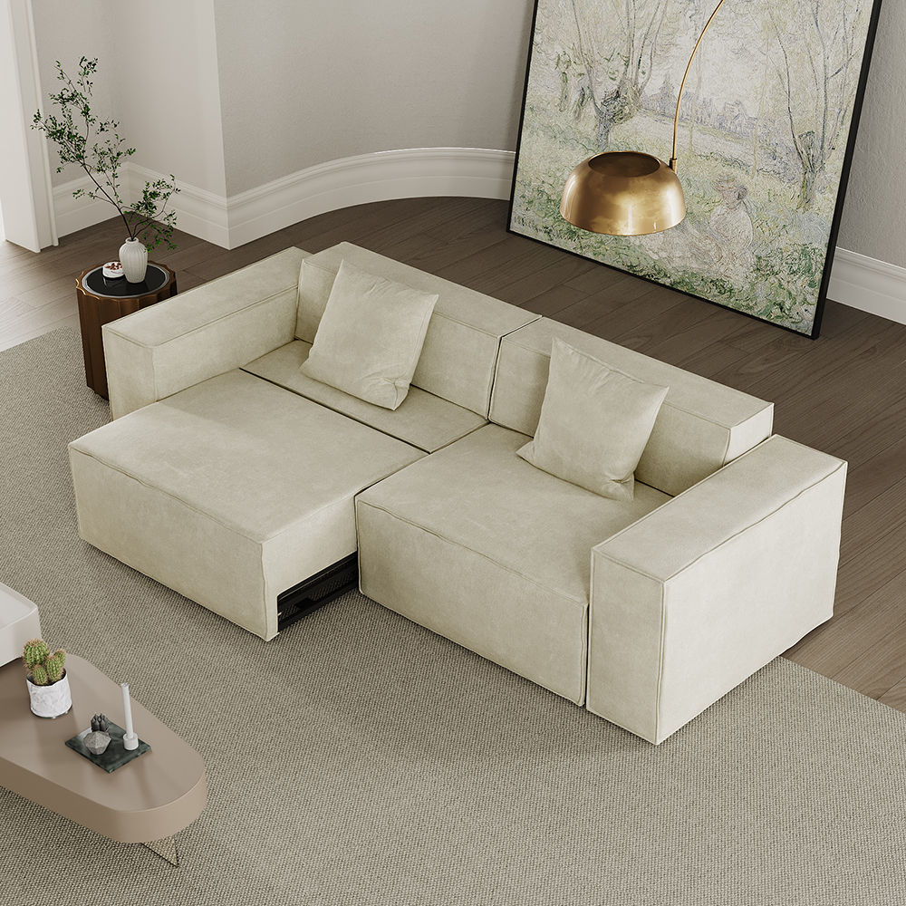 Modular Beige Fabric Modular Sofas