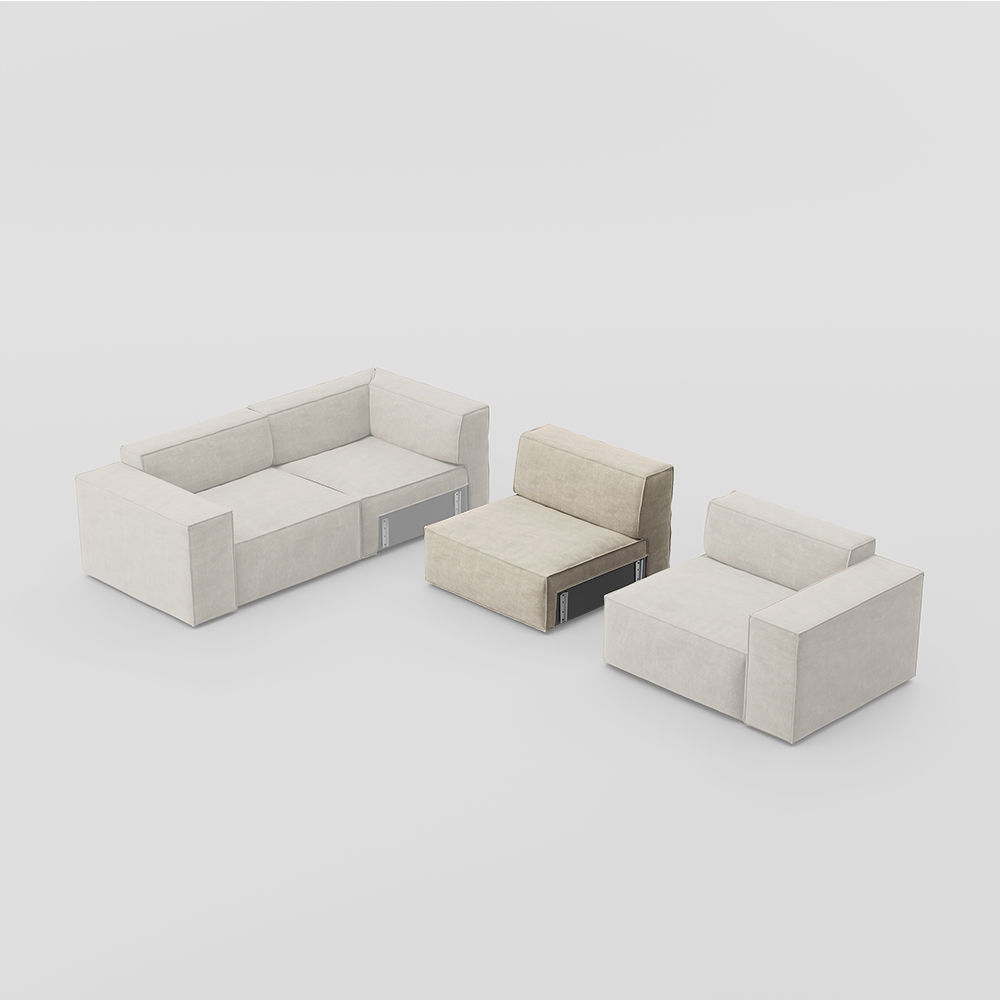 Pet Friendly Beige Fabric Modular Sofas