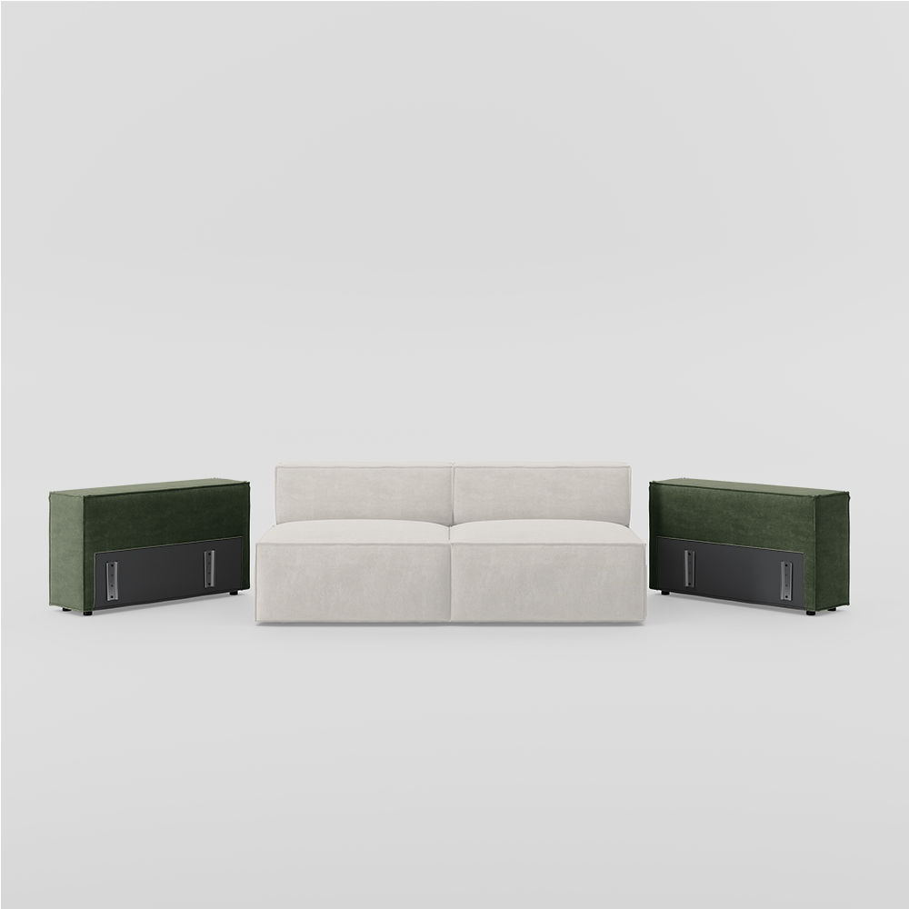 On the Ground Green Fabric Modular Sofas
