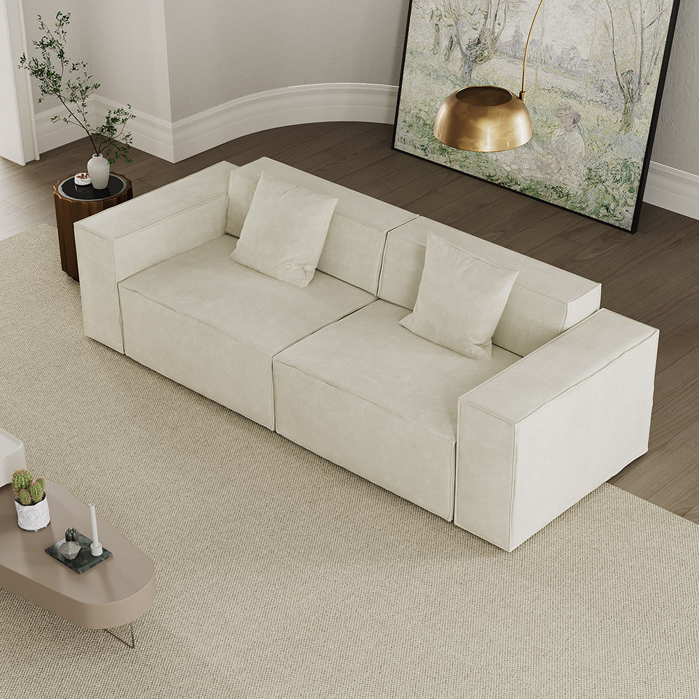 Sleeper Beige Fabric Modular Sofas