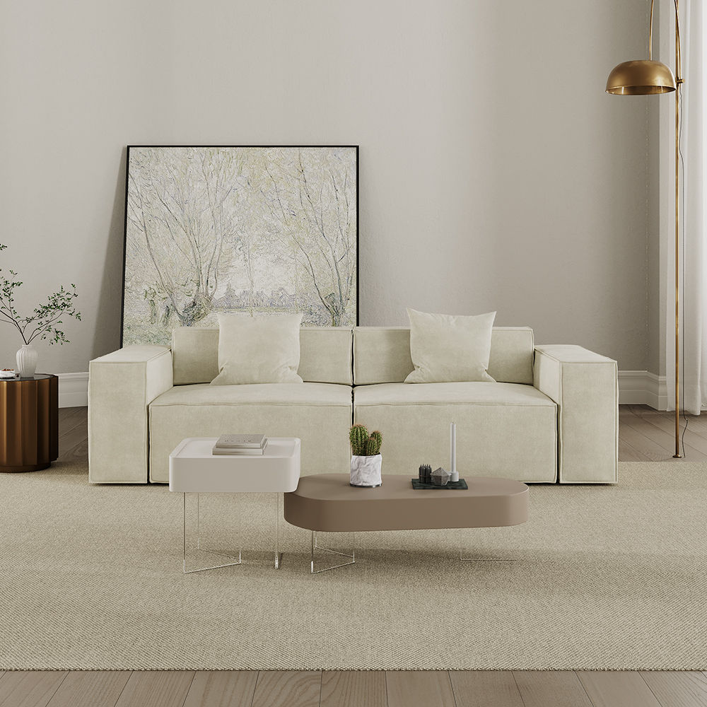 The loveseats Beige Fabric Modular Sofas