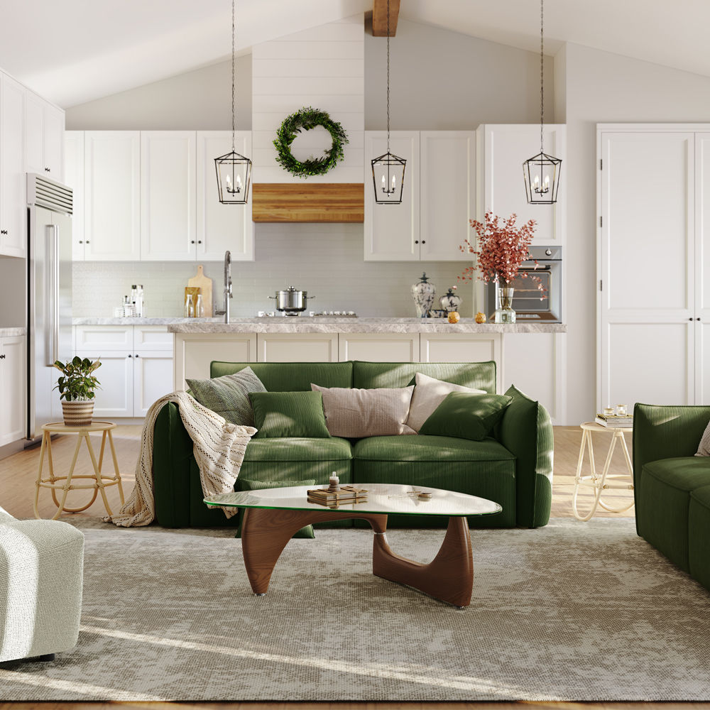 Sectionals Green Corduroy Modular Sofas