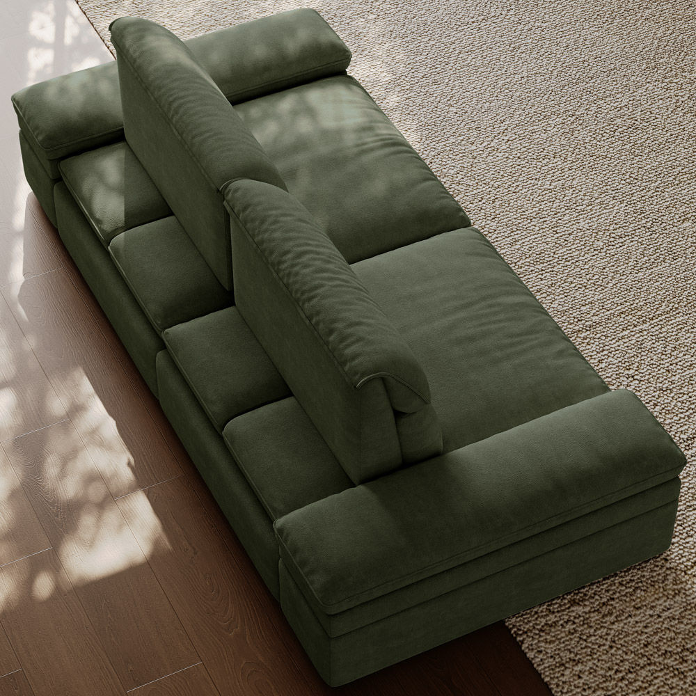 Fabric Dark Green Fabric Modular Sofas