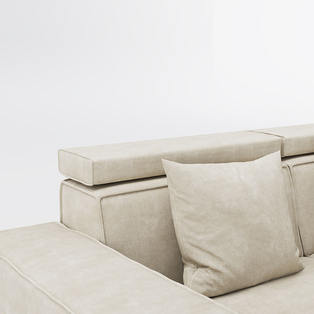 Square Beige Fabric Modular Sofas