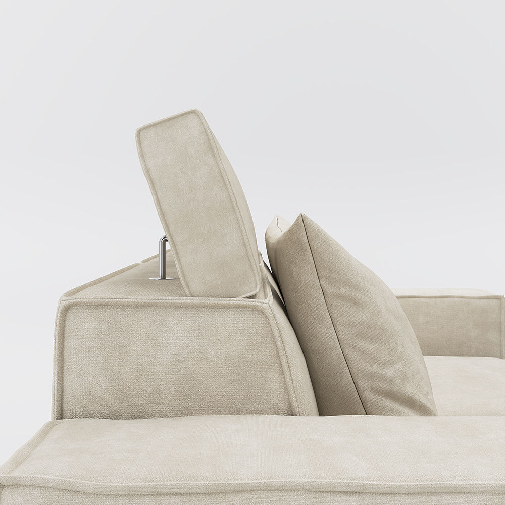 Power Outlet Beige Fabric Modular Sofas