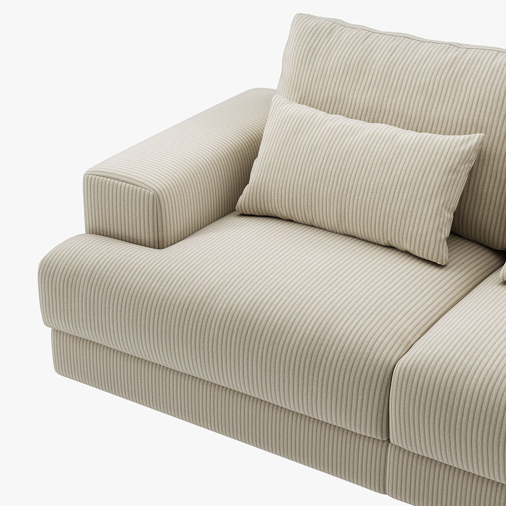 Partly Assemble Beige Corduroy Modular Sofas