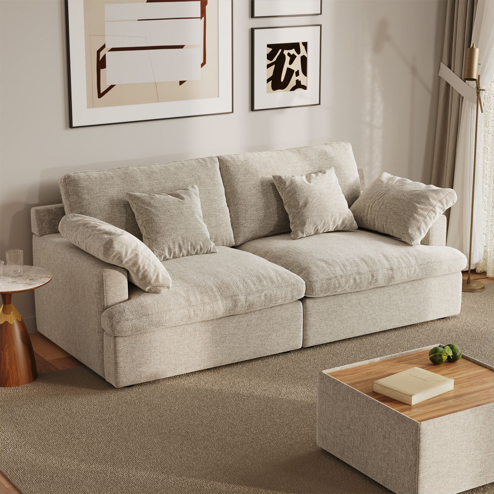 Modern Luxury Beige Chenille Fabric Modular Sofas