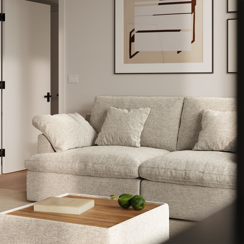 Modern Beige Chenille Fabric Modular Sofas