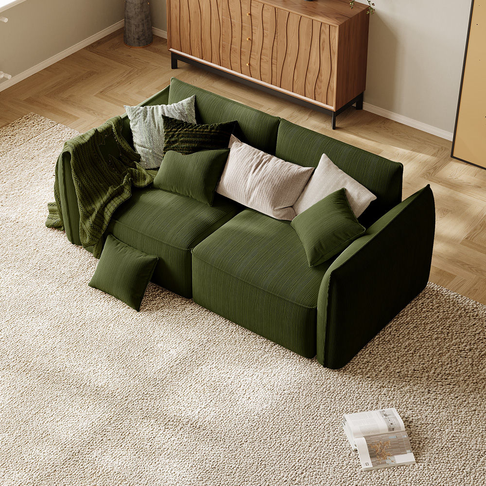 Partly Assemble Green Corduroy Modular Sofas
