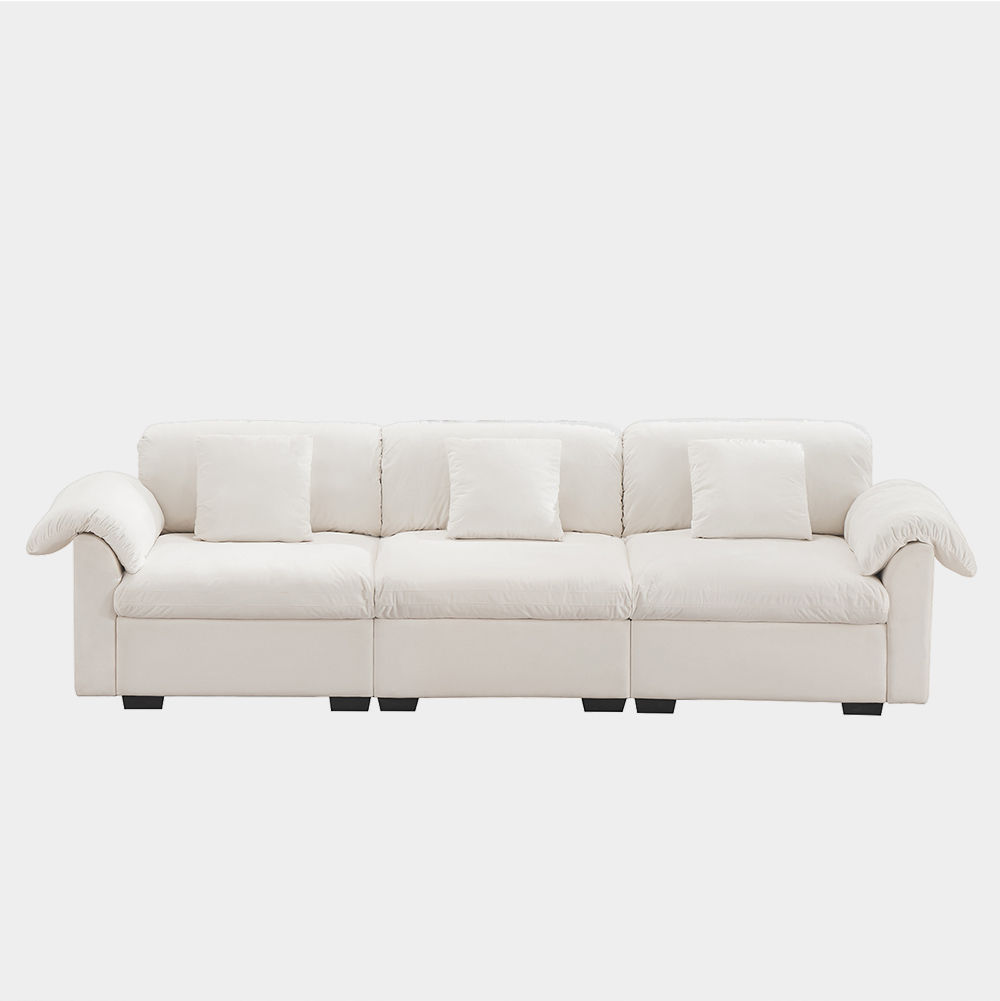 Partly Assemble Rice white Velvet Modular Sofas